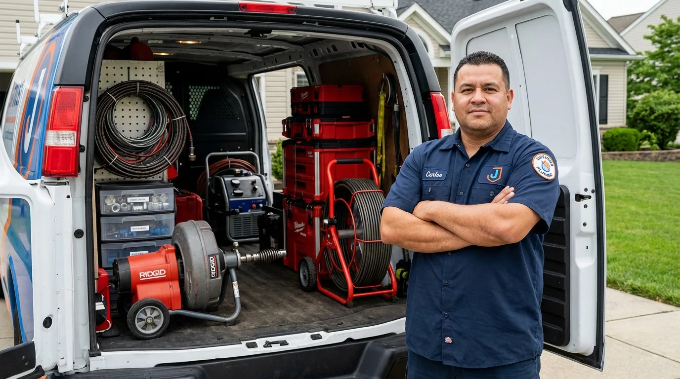 Professional drain cleaning equipment and Johns Plumbing LLC plumber in Jacksonville