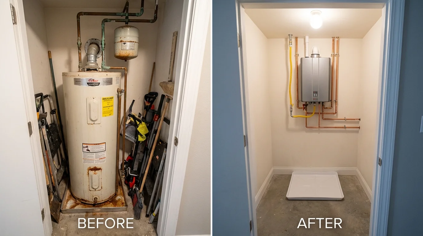 Tank water heater versus wall-mounted tankless unit comparison for Jacksonville, OR homeowners