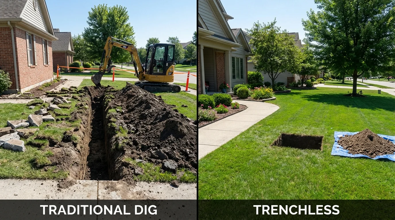 Trenchless sewer repair with minimal yard damage versus traditional excavation in Jacksonville, OR